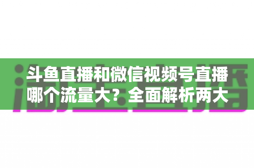 斗鱼直播和微信视频号直播哪个流量大？全面解析两大平台流量格局与创作者选择指南