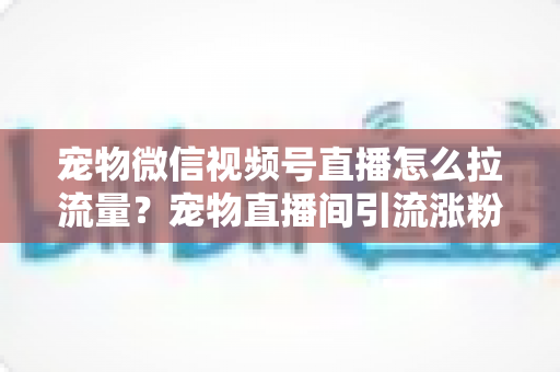 宠物微信视频号直播怎么拉流量?宠物直播间引流涨粉与运营变现全攻略 宠物微信视频号直播怎么拉流量?宠物直播间引流涨粉与运营变现全攻略