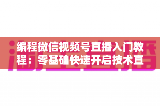 编程微信视频号直播入门教程：零基础快速开启技术直播之旅