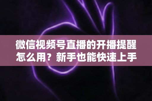 微信视频号直播的开播提醒怎么用？新手也能快速上手的完整操作指南与涨粉秘籍