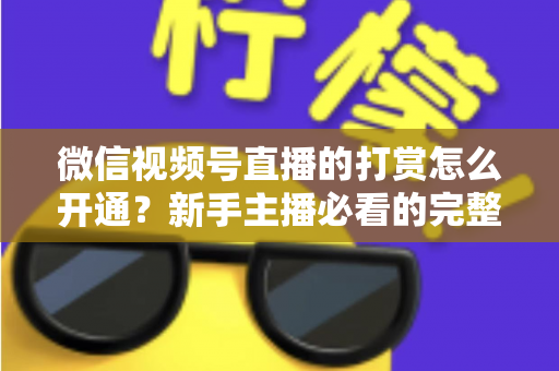微信视频号直播的打赏怎么开通？新手主播必看的完整开通与变现攻略