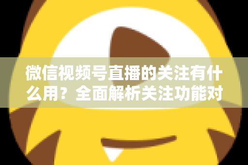 微信视频号直播的关注有什么用？全面解析关注功能对观众与主播的双向价值