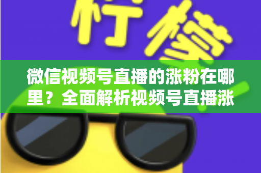 微信视频号直播的涨粉在哪里?全面解析视频号直播涨粉入口与高效涨粉实战攻略 微信视频号直播的涨粉在哪里?全面解析视频号直播涨粉入口与高效涨粉实战攻略