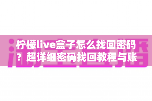 柠檬live盒子怎么找回密码？超详细密码找回教程与账号安全指南一文看懂