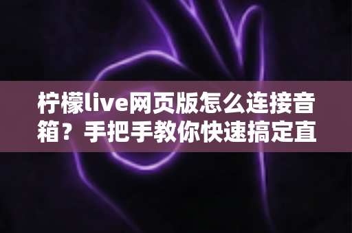 柠檬live网页版怎么连接音箱？手把手教你快速搞定直播声音输出